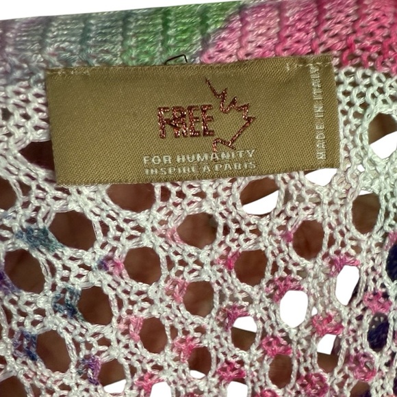 Free For Humanity Inspire a Paris Festival Rainbow Crochet Sweater Size Small - Picture 7 of 8